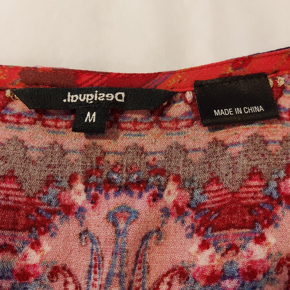 Desigual Boho Multicolor Floral Patchwork Poncho … - image 3